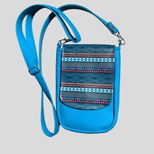 Blue Patterned Crossbody Bag. NWOT. Western Bohemian
